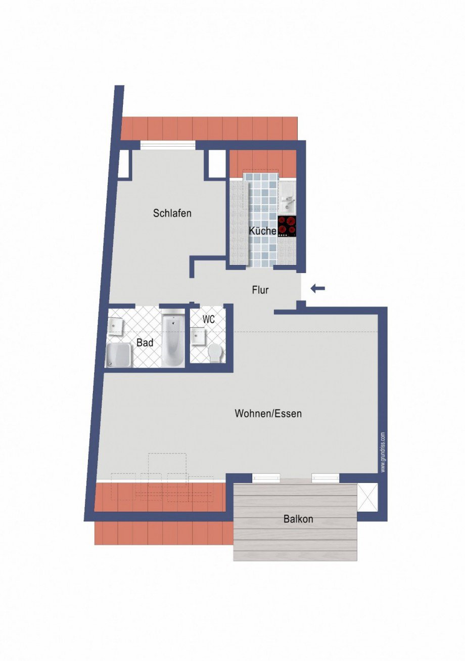Grundriss Dachgeschosswohnung G�ppingen-Faurndau