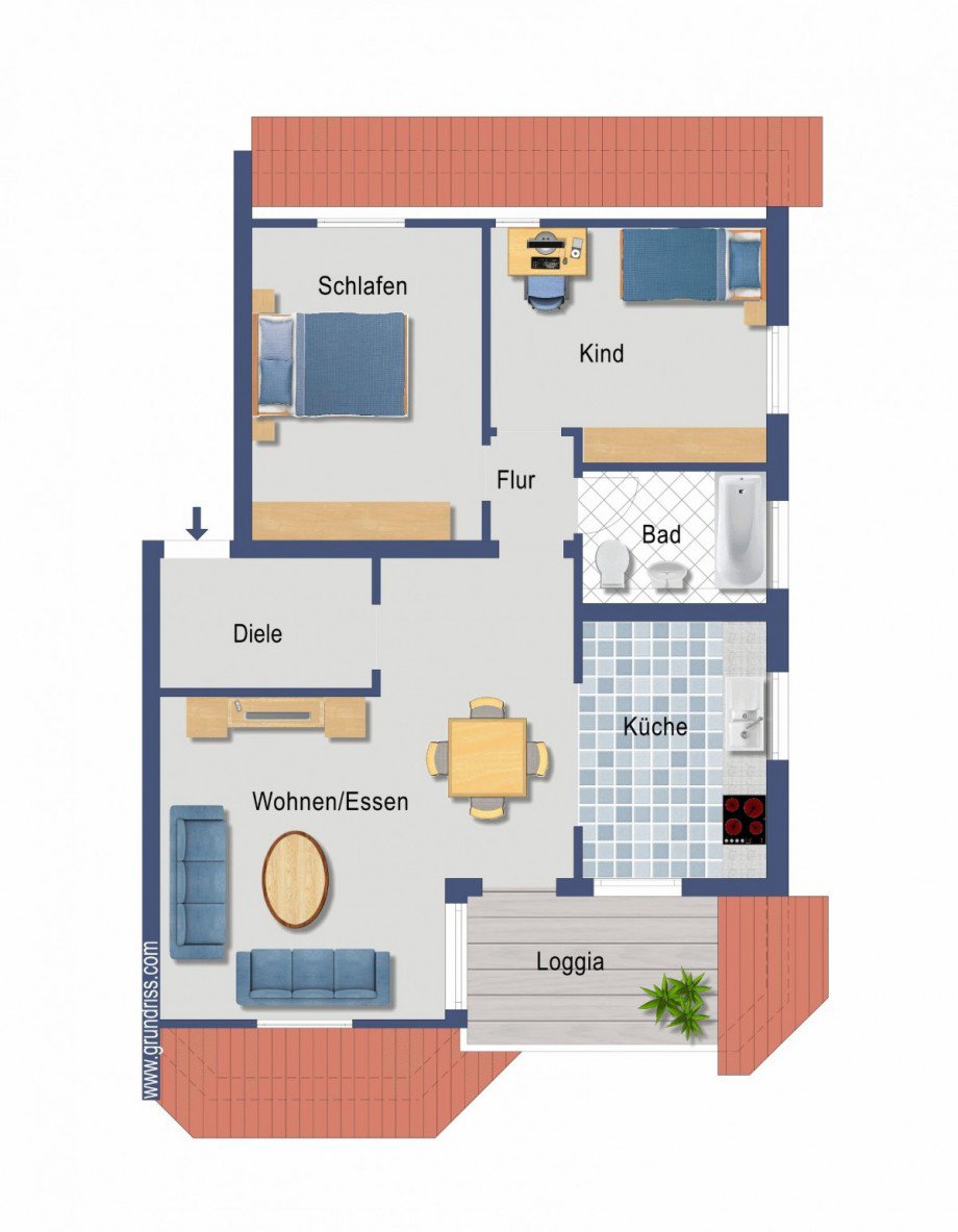 Grundriss Dachgeschosswohnung Eislingen
