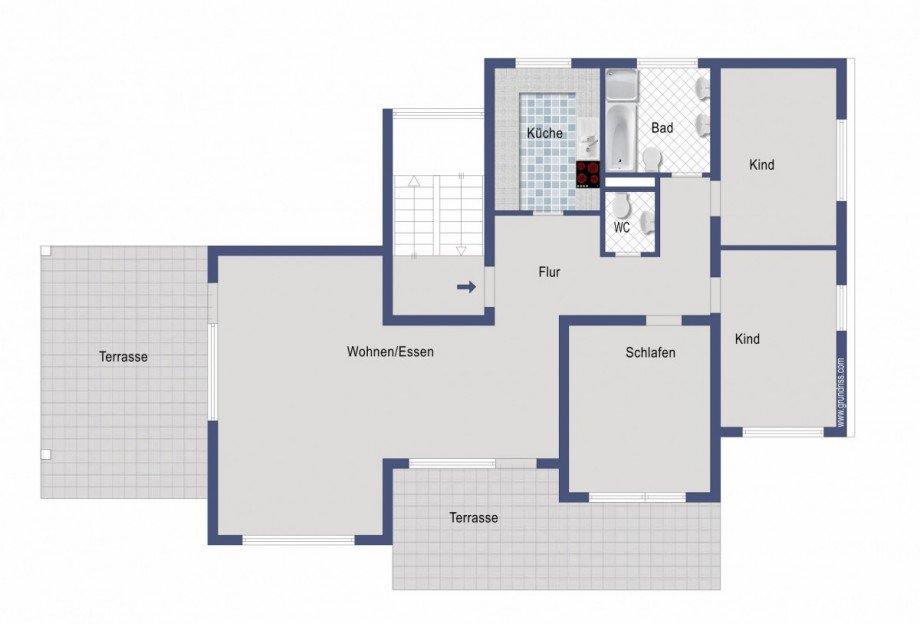 Grundriss Dachgeschosswohnung G�ppingen-Bartenbach