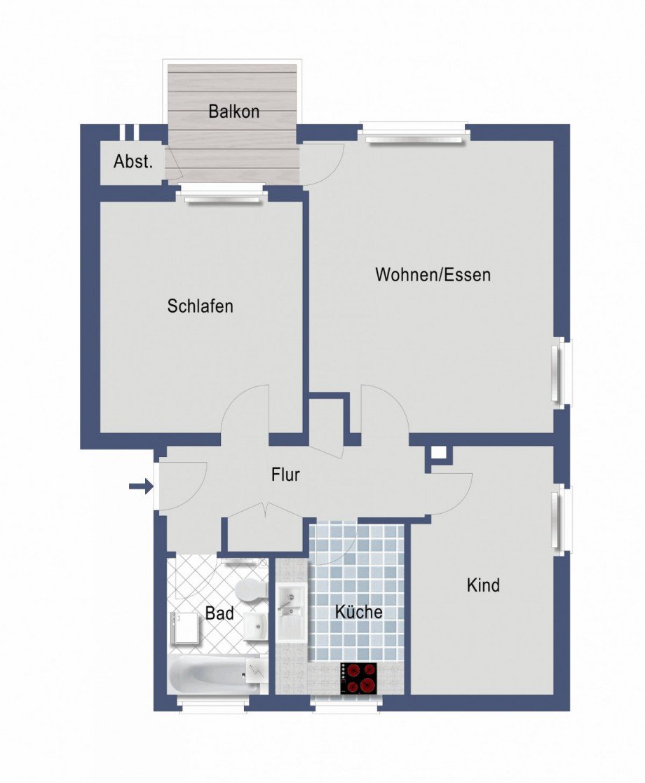 Grundriss Etagenwohnung G�ppingen-Manzen